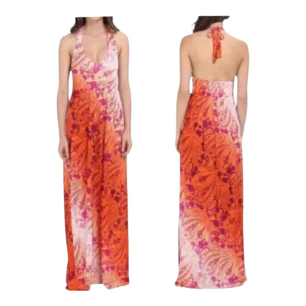 Tommy Bahama Floral Orange and Pink Maxi Dress